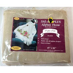 Sal-Em-Plus Afghan Throw 18-Count 45" X 66" With Free Design "Crafters Pride" Ex